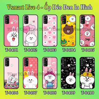Ốp lưng Vsmart Live 4 dẻo đen in hình Thỏ Cony