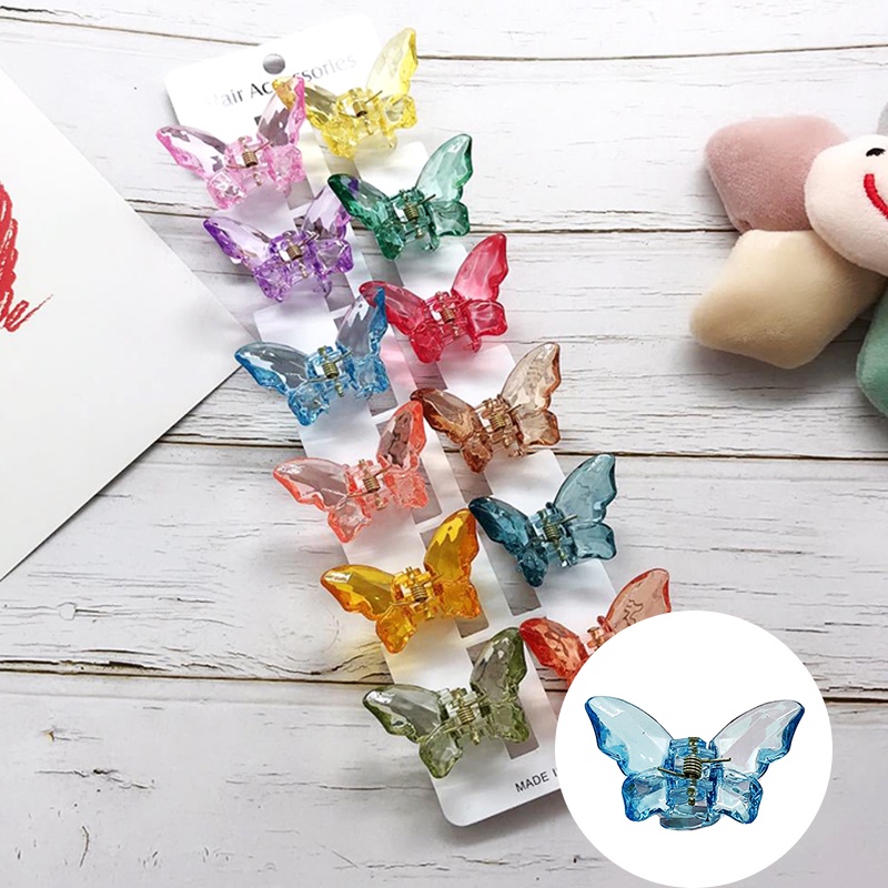 Kẹp Tóc Trong Suốt Màu Kẹo Hình Bướm Dễ Thương