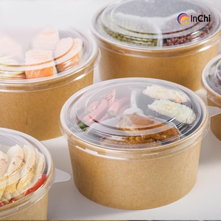 Tô giấy kraft - hộp giấy kraft đựng thức ăn - nắp pet