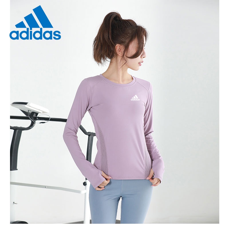 Adidas Áo Tập Thể Thao Dài Tay Không Đường May Thời Trang Cho Nữ