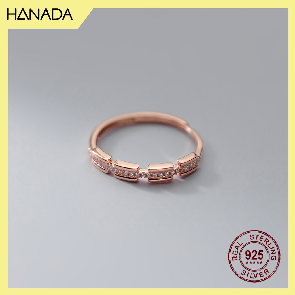 Nhẫn Bạc 925 Hanada Mắt Xích Đá 0082 M7