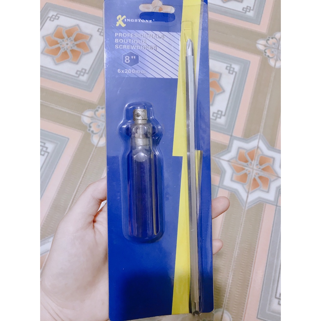 Tua vít 2 đầu đổi đầu 4 cạnh dài 6x100mm 6x200mm, tuốc nơ vít 2 đầu KINGSTONE trong suốt