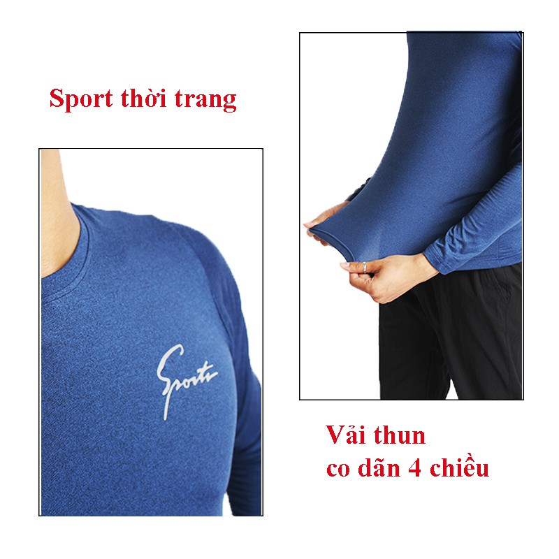 Áo thun giữ nhiệt nam dài tay cổ tròn body chất vải thun co dãn 4 chiều + Tặng kèm đôi tất nam 10k (Thiện Nguyên shop) | BigBuy360 - bigbuy360.vn