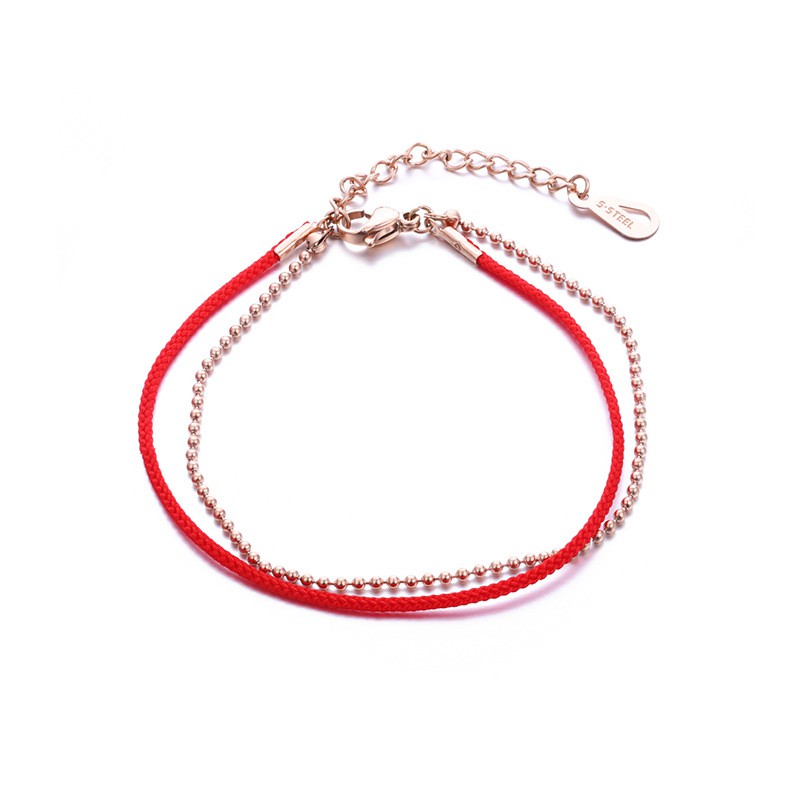 Korean version of Mingnian transport small gold beads good luck rose gold red string non-fading creative thin hand string female