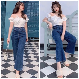 Quần jeans lửng ống rộng