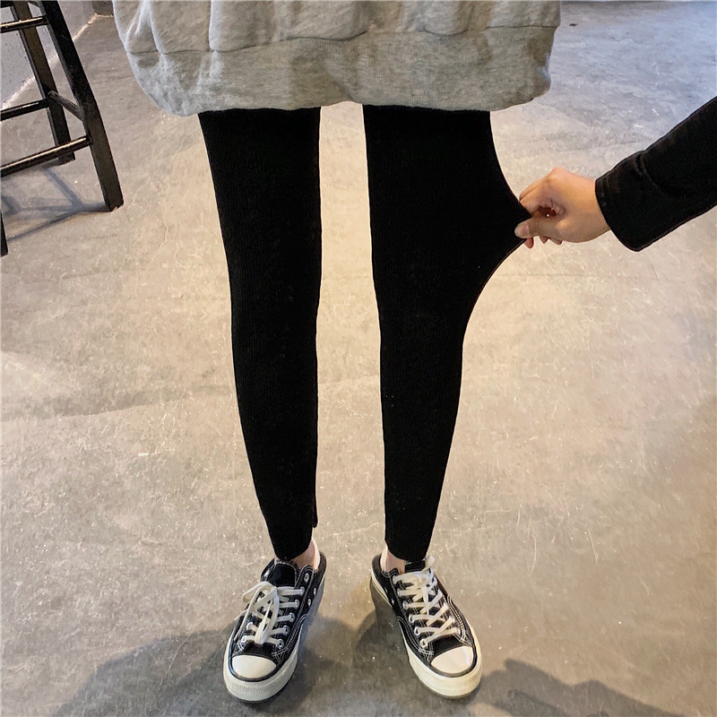 Quần Legging Dáng Ôm Co Giãn Màu Trơn Dễ Phối Đồ Mùa Thu Đông Cho Nữ