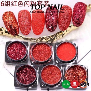 Set nhũ rắc màu đỏ 6 hũ