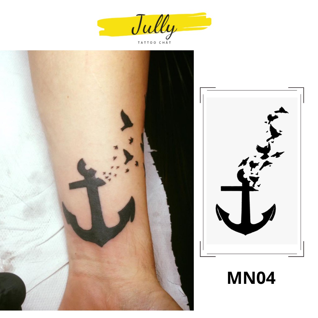 Hình xăm dán tạm thời mini hình mỏ neo đẹp nhật, chống nước, an toàn, bền đẹp JULLY Tattoo chất