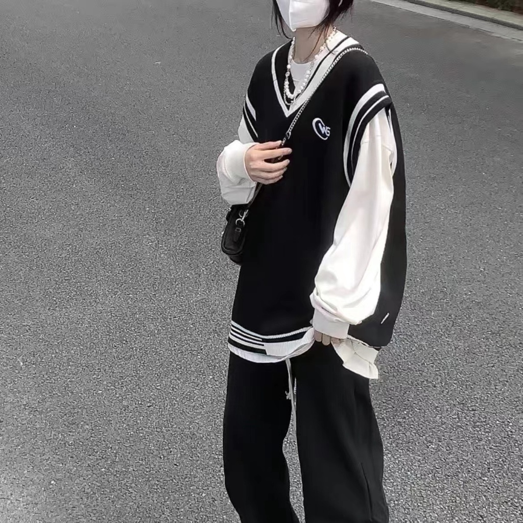 Áo Dệt Kim Sát Nách Dáng Rộng Cổ Chữ V Thêu Họa Tiết Xinh Xắn Cho Nữ