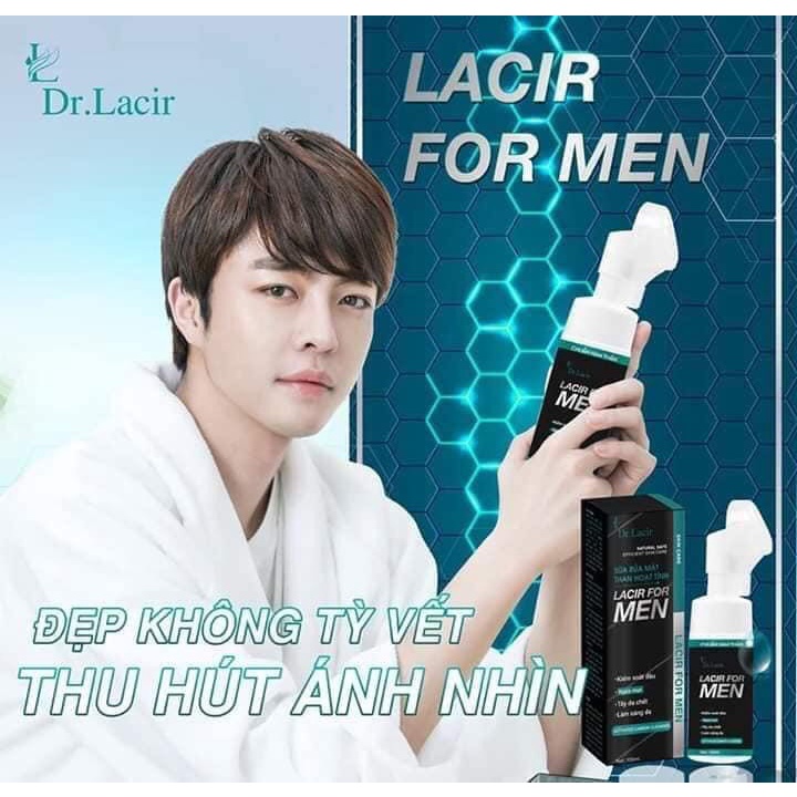 Sữa rửa mặt nam Dr. Lacir Lacir For Men than hoạt tính 150ml LM02