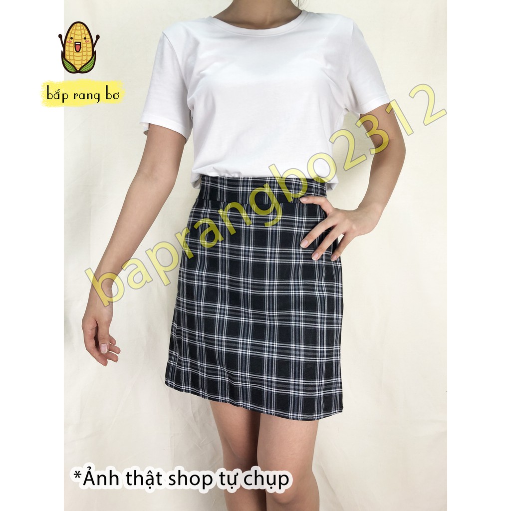 CHÂN VÁY NGẮN SỌC CARO CHO NỮ PHONG CÁCH HÀN QUỐC ULZZANG CV01
