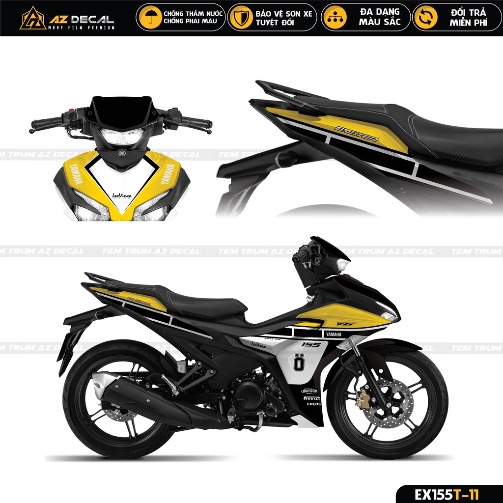 Tem Trùm Xe Exciter 155 Mẫu 60th Anniversary | EX155T-11 | Decal Dán Ex 155 Chống Nước Màu Đỏ, Vàng, Xanh