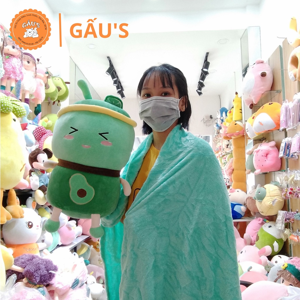 Gấu bông có mền Trà sữa trái cây nhiều màu  - GẤU SHOP