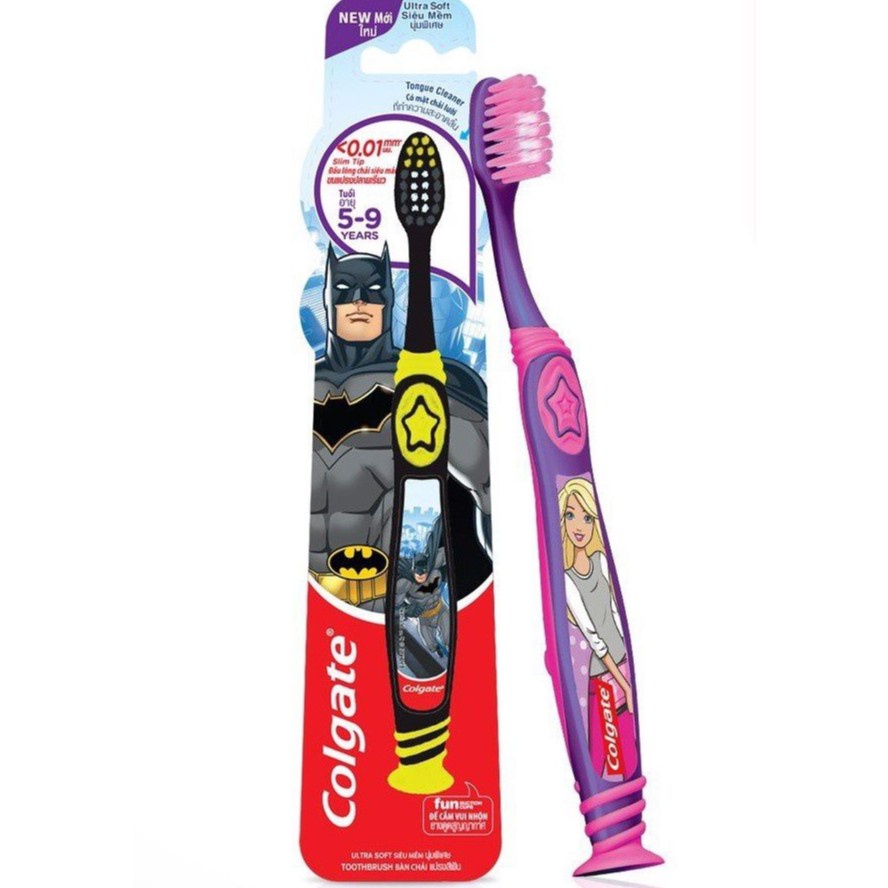 Bàn Chải Đánh Răng Colgate Trẻ Em Phiên Bản Spiderman-Batman-Barbie từ 5-9 tuổi