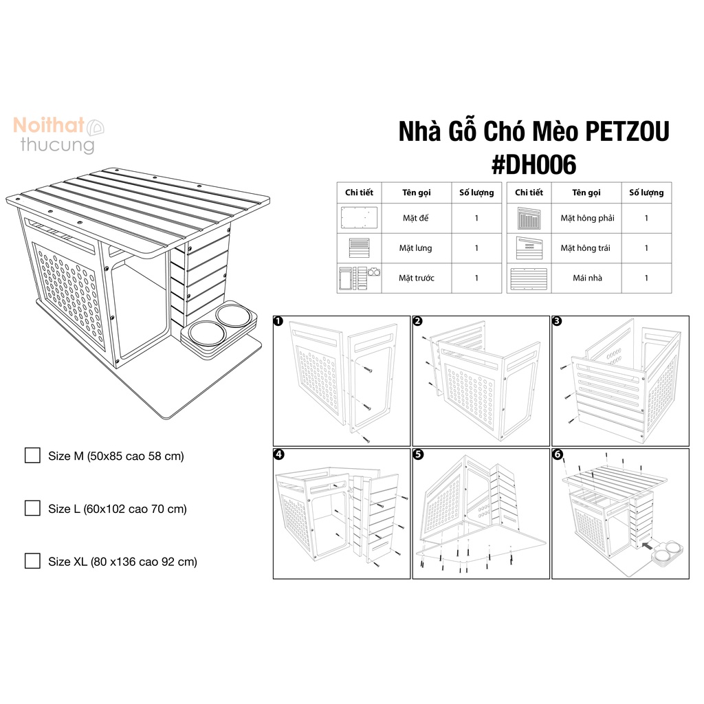 Nhà gỗ cho chó hiện đại PetZou DH006