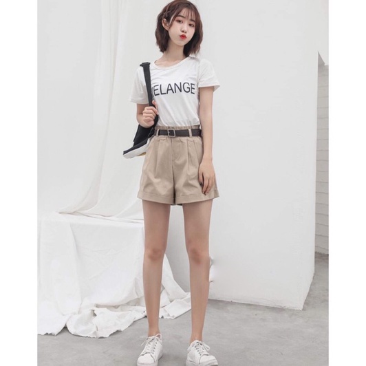 Quần đùi kaki nữ gập gấu (Không thắt lưng)