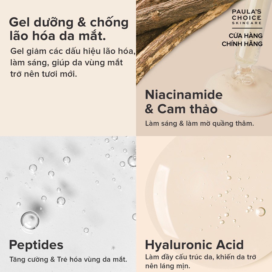 Kem mắt xóa nhăn, ngăn ngừa quầng thâm, kèm đầu massage Paula’s Choice Resist Anti-Aging Eye Gel 15ml 2140 | BigBuy360 - bigbuy360.vn