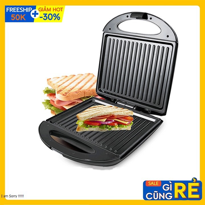 Máy Kẹp Ép Bánh Mì Sandwich, Nướng Thịt BBQ HAEGER 750W