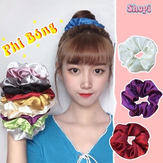 Cột tóc scrunchies phi bóng, buộc tóc scrunchies lụa satin nhiều màu