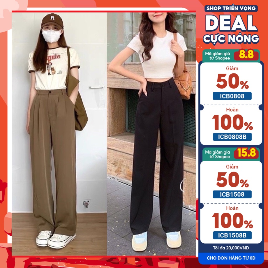 Quần Nâu Tây Choco Ống Rộng Culottes - Quần Ống Suông Cạp Cao