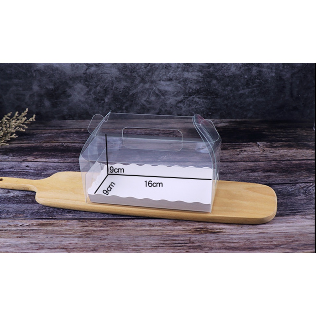 5 cái hộp mica trong suốt dài hình chữ nhật dài có quai xách mica đựng bánh cuộn