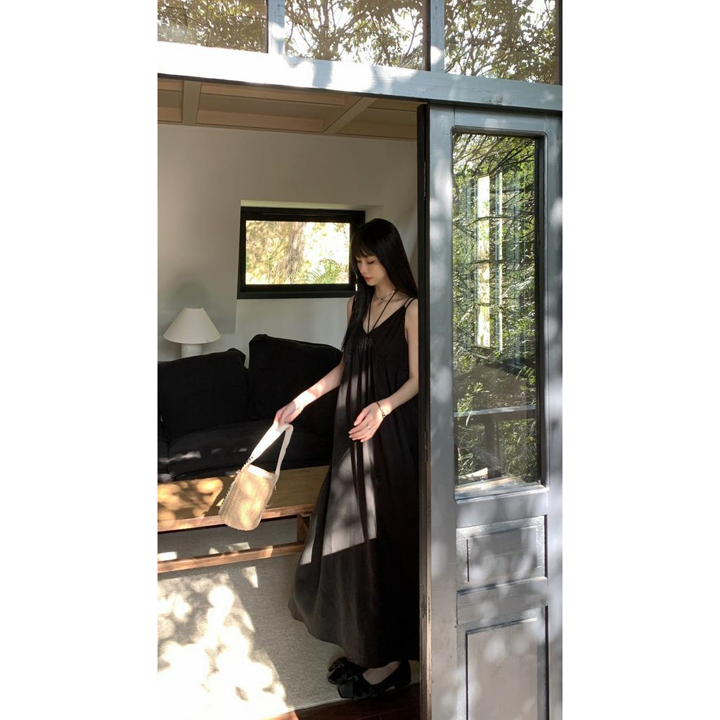 Đầm Hai Dây Màu Đen Thời Trang Cho Nữ 61295