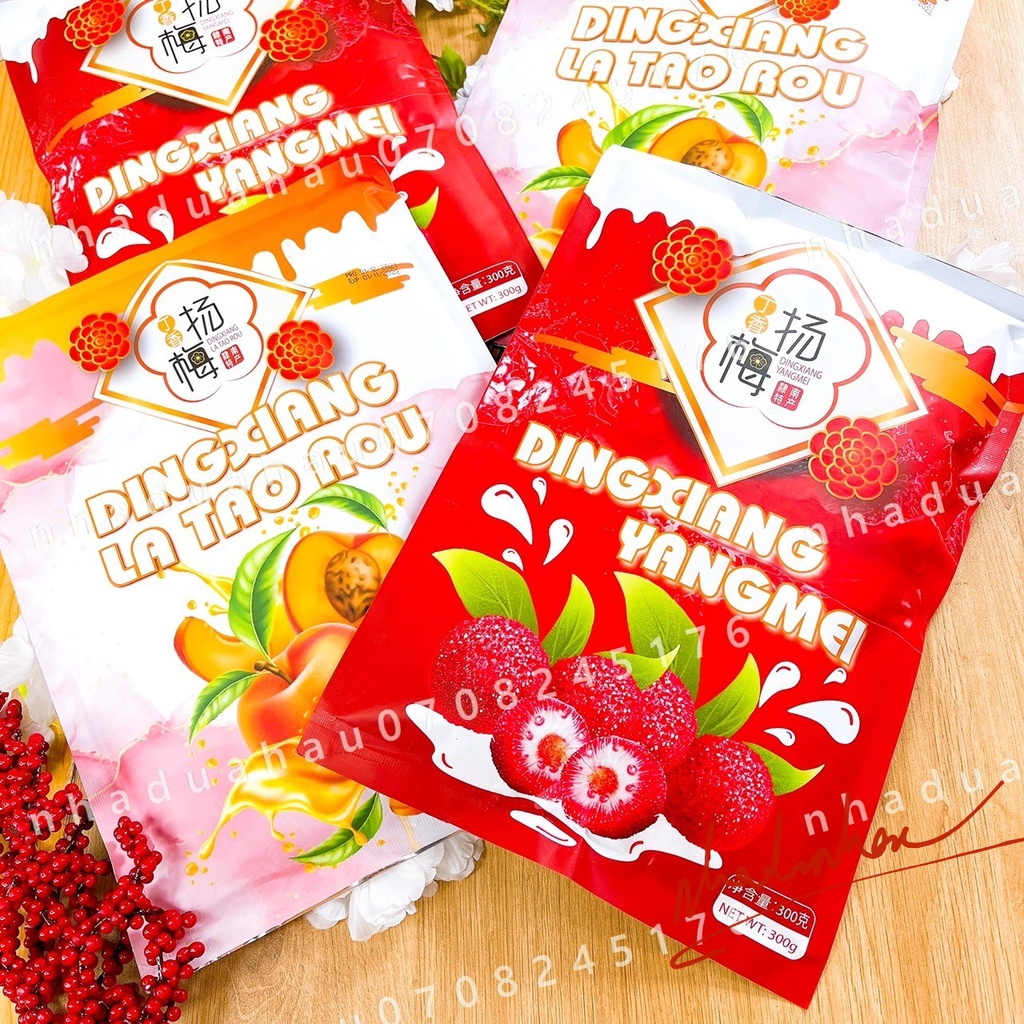 Một gói ô mai xí muội đào tẩm chua chua cay cay cực lạ miệng Dingxiang Lataorou Hongkong gói 300g