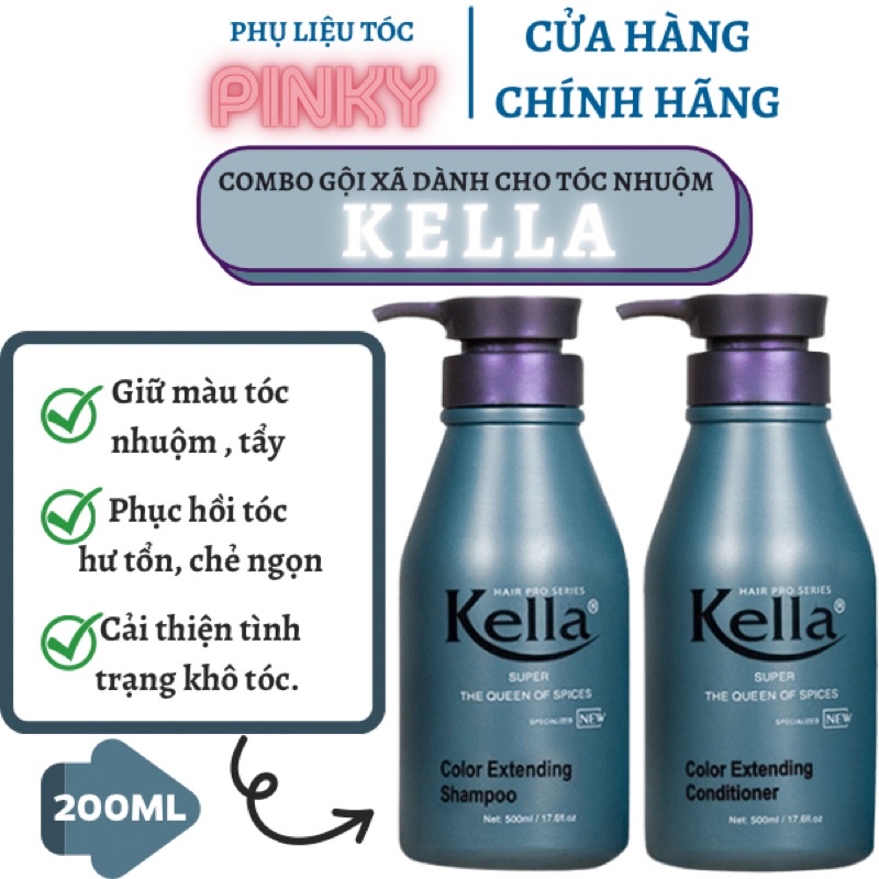 DẦU GỘI, DẦU XẢ DÀNH CHO TÓC NHUỘM KELLA 500ml PLTPINKY Phụ Liệu Tóc Pinky