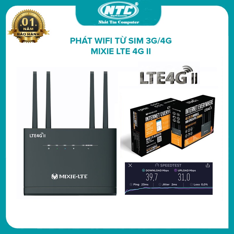 Phát wifi từ sim 4G MIXIE LTE4G II nâng cấp phát sóng cực xa hỗ trợ cùng lúc 32 User - nguồn trực tiếp 12V (đen)
