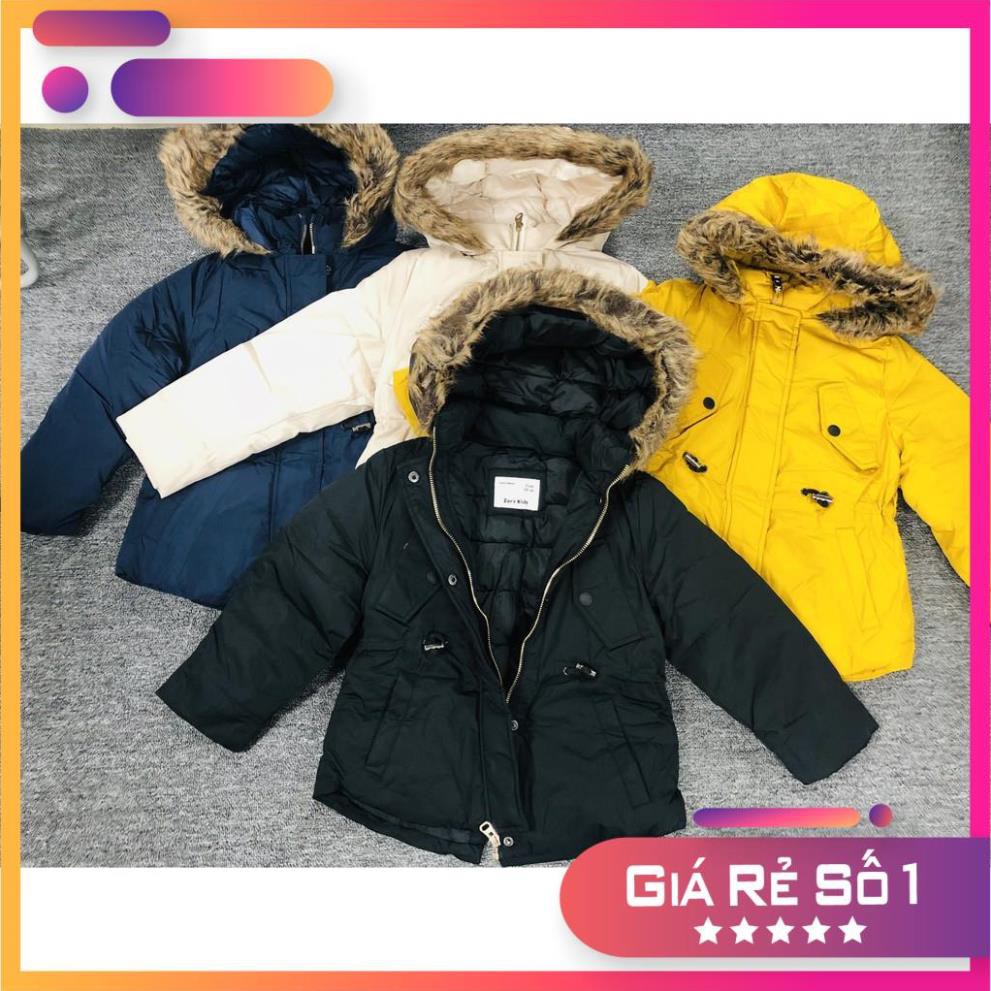 HÀNG CAO CẤP Áo phao Za.ra Parka mũ lông cực xinh dành cho bé gái size từ 5-12 (18-40kg)