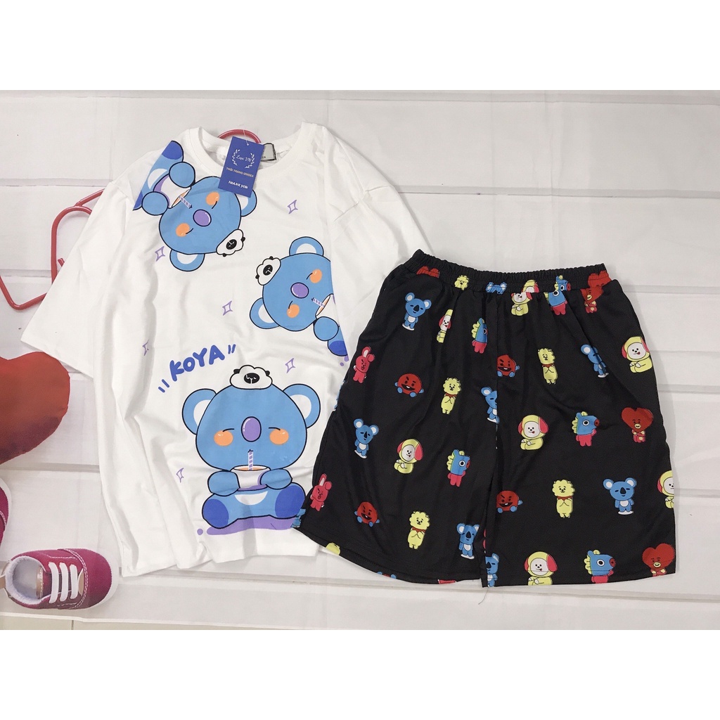 Set Đồ Bộ Hoạt Hình Unisex cartoon 3D Cute -Lapi VN, Vải Thun Cotton,Đồ Bộ Nam Nữ, Freesize Đến 65kg