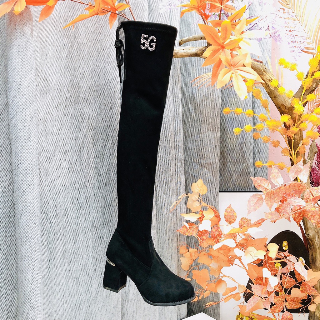 Boot Đùi CHIMOKA Cho Nữ Đế Vuông 7 Phân, Hàng Đẹp Siêu Hót Trend, Chữ 5G 6553