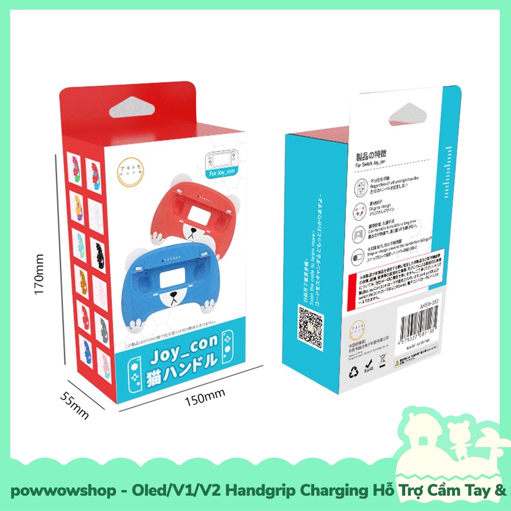 [Sẵn VN - Hỏa Tốc] Oled/V1/V2 Handgrip Charging Hỗ Trợ Cầm Tay &amp; Sạc Cho Joycon Nintendo Switch Dog Face