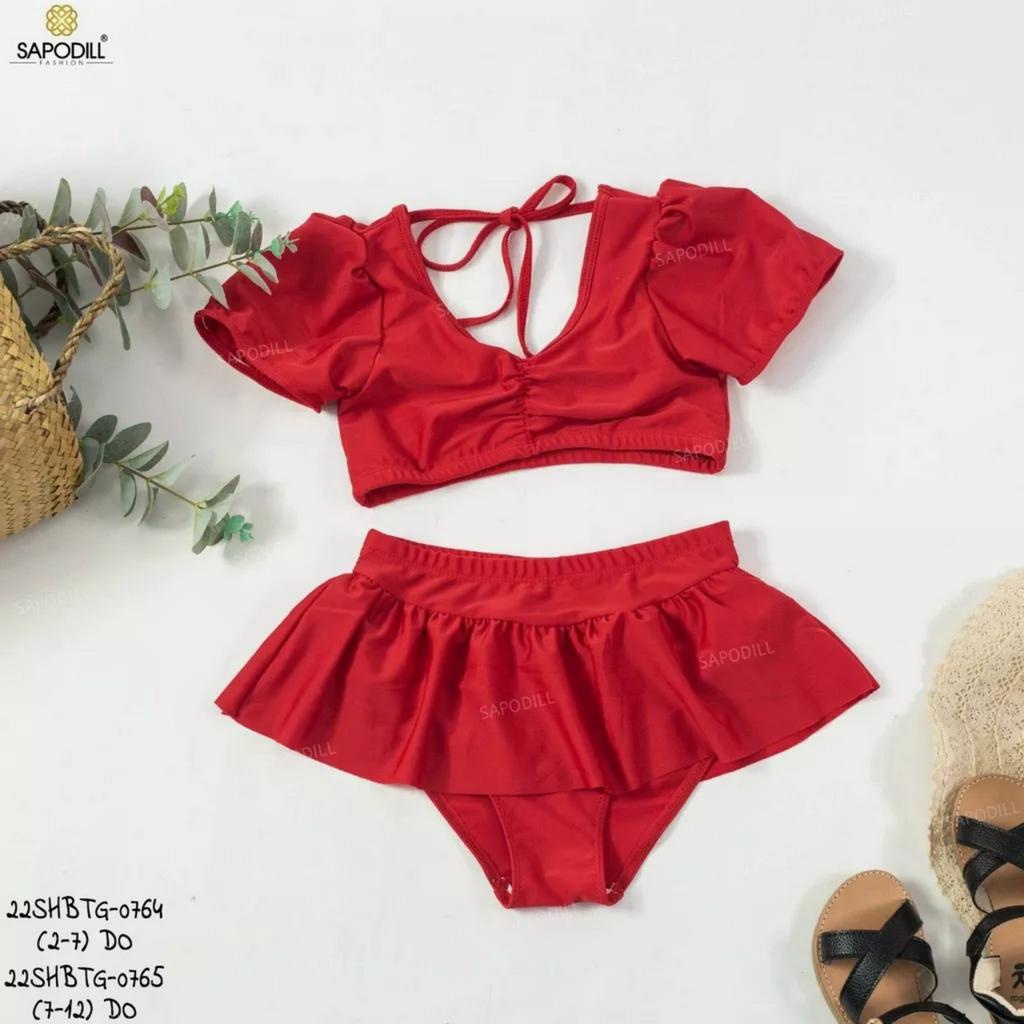 Đồ bơi cho bé gái - Bikini 2 mảnh tay bồng cho bé gái B003