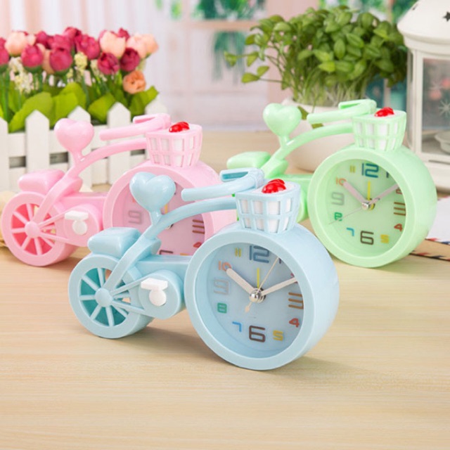 Đồng hồ báo thức xe đạp bike clock để bàn (xe có giỏ)