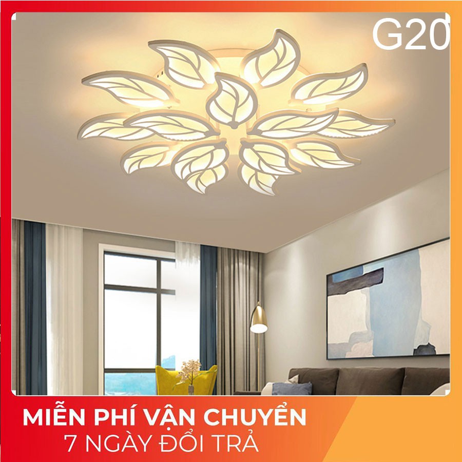 ĐÈN led ốp trần , đèn ốp trần trang trí phòng khách 12 cánh 3 chế độ sáng kèm điều khiển từ xa, bảo hành 1 năm