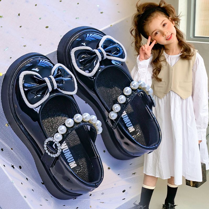Giày Búp Bê Bé Gái Quai Ngang Đính Ngọc Giày Công Chúa Khoá Dán Nơ Viền Da Siêu Mềm Cho Bé 1-10 Tuổi