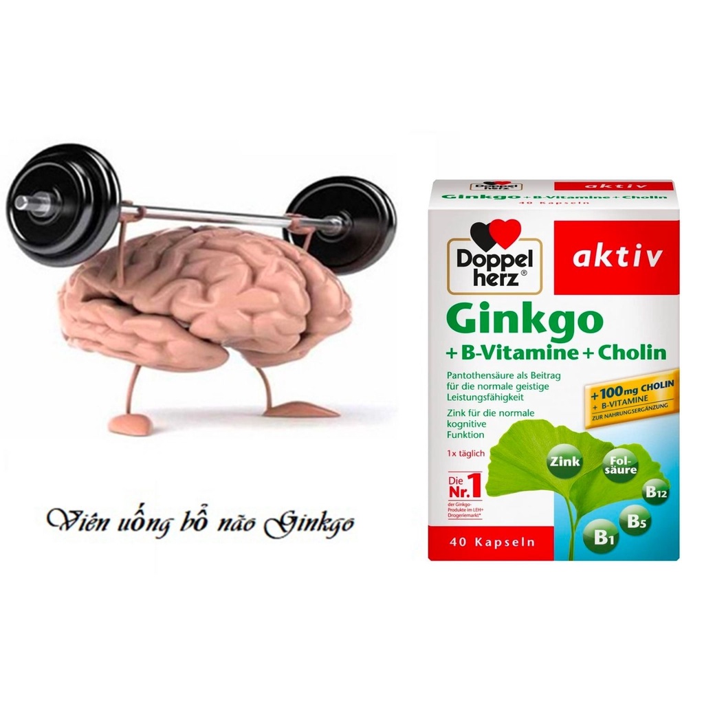 Viên Uống Bổ Não Doppelherz Ginkgo + B-Vitamins + Choline Giúp Tăng Cường Tuần Hoàn Não, Cải Thiện Trí Nhớ (Hộp 30 Viên)