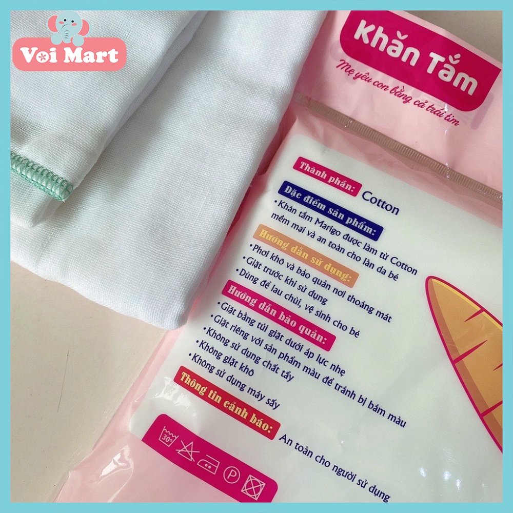 Khăn Tắm Xô Sợi Mịn Marigo Vải Cotton 4 Lớp, Khăn Tắm Xuất Nhật Siêu Mềm Thấm Hút Tốt An Toàn Cho Bé Sơ Sinh