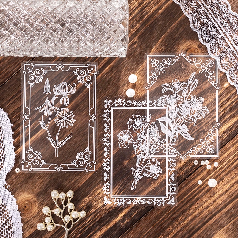Bộ 15 Miếng Dán PET Chống Thấm Nước Họa Tiết Hoa Lá Nghệ Thuật Độc Đáo Trang Trí Sổ Tay DIY