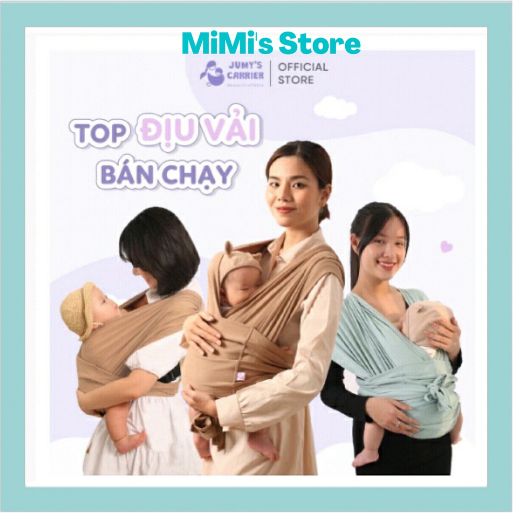 Địu em bé JUMY, địu vải cho bé sơ sinh chính hãng bằng cotton mịn mát, dịu nhẹ, tư thế M tốt cho bé