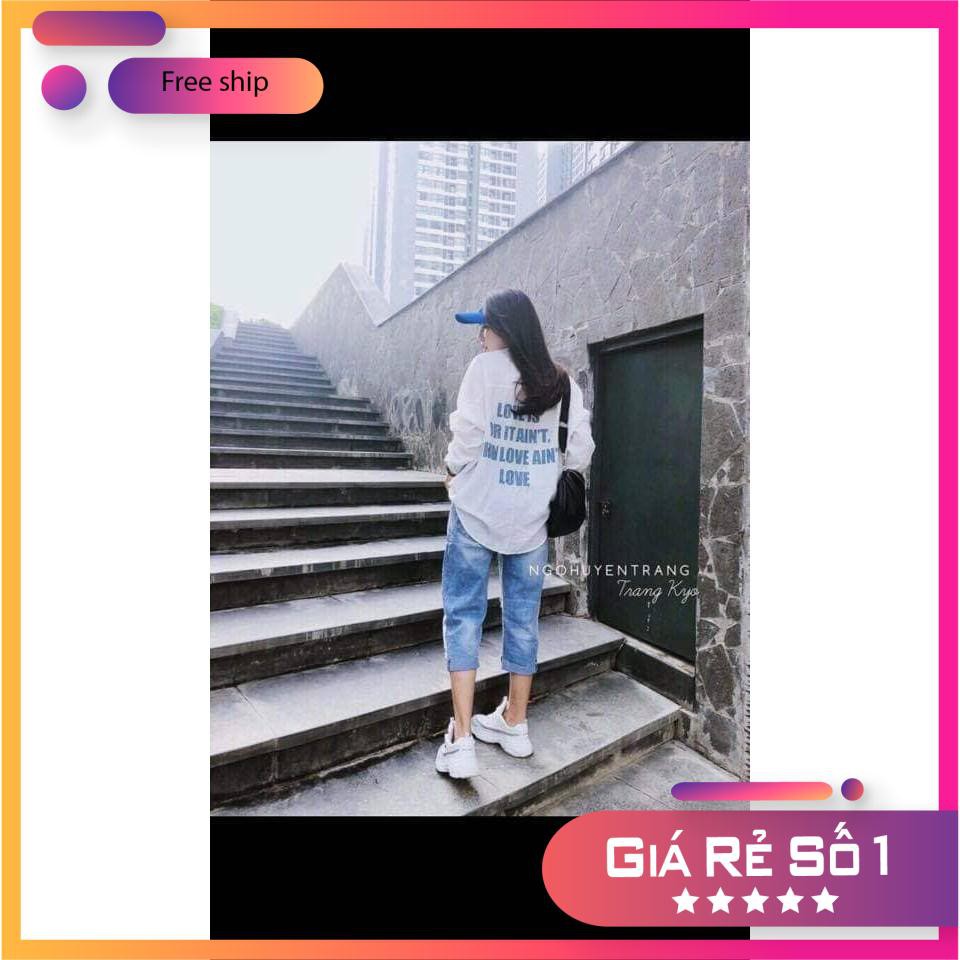 [Nhập WA2359 giảm 10k đơn 99k]-ÁO SƠ MI TAY DÀI CHỮ LƯNG LOVE