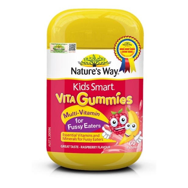 Kẹo Dẻo Kích Thích Ăn Ngon Cho Bé Nature's Way Kids Smart Vita Gummies Multi Vitamin for Fussy Eaters 60 Viên