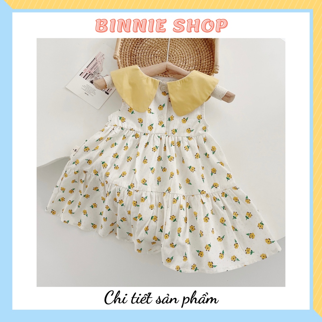 Váy bé gái Váy babydoll sát nách họa tiết hoa 5 cánh xinh xắn cho bé gái 8-20kg (0-5 tuổi) BINNIE SHOP V13