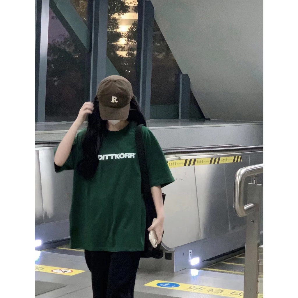 Áo thun xanh rêu tay lỡ form rộng unisex Dittkorr Neko.sg ATL308