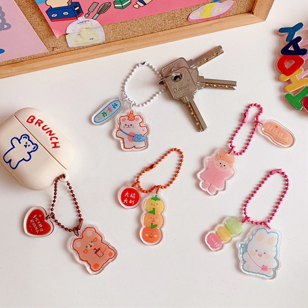 Móc chìa khóa balo họa tiết chú gấu hoạt hình dễ thương