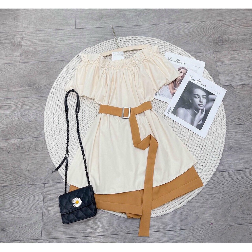 Set Bộ Đùi Mặc Hai Kiểu Kèm Khoen Đai Thời Trang Nữ Rose Fashion