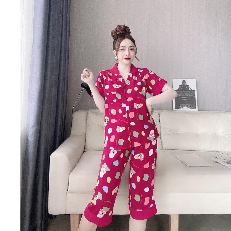 Đồ Pijama Nữ LATO, Đồ Bộ Mặc Nhà Nữ Cao Cấp Quần Lửng Thời Trang Lụa Mềm Đẹp Ngắn Tay Dưới 60kg | BigBuy360 - bigbuy360.vn