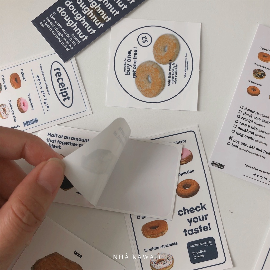 Set sticker Coffee & Cake decor sổ tay phong cách Hàn Quốc