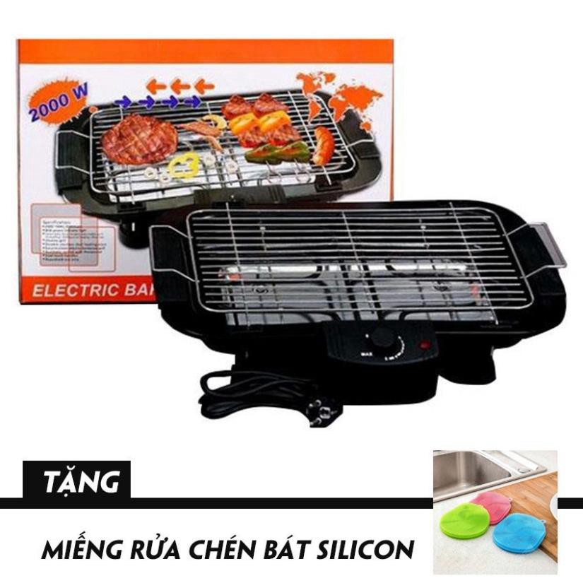 Bếp Nướng Điện Cao Cấp Electric Barbecue Grill 2000W Không Khói +Tặng Miếng Rửa Chén Bát